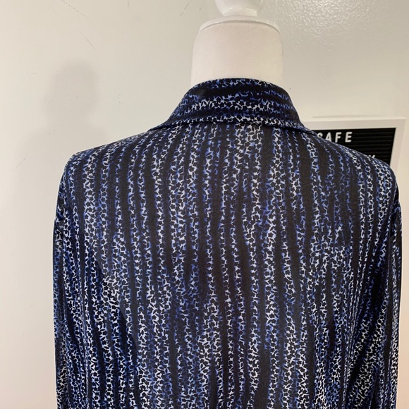 Michael Kors Animal Print Button Down Navy and White Blouse - Picture 6 of 11